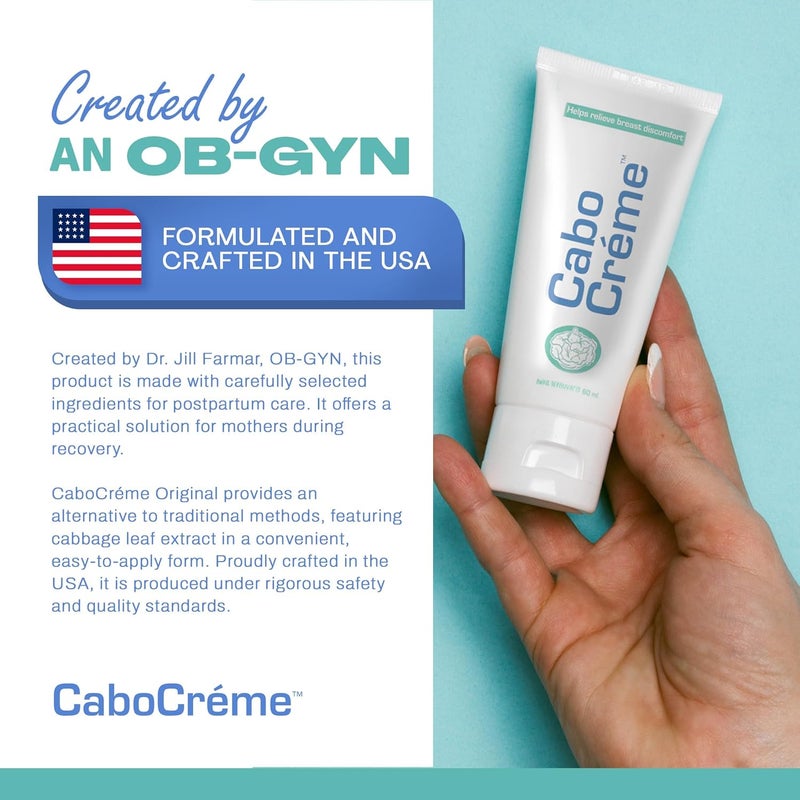Cabocreme كريم كابو كريمي لثديي الكرنب لتخفيف الألم والاحتقان، دعم الفطام للرضاعة الطبيعية - تجفيف حليب الثدي - أساسي بعد الولادة - تم إنشاؤه بواسطة أطباء النساء والتوليد وموافق عليه من قبل الأمهات المرضعات - 2 أونصة - Image 5